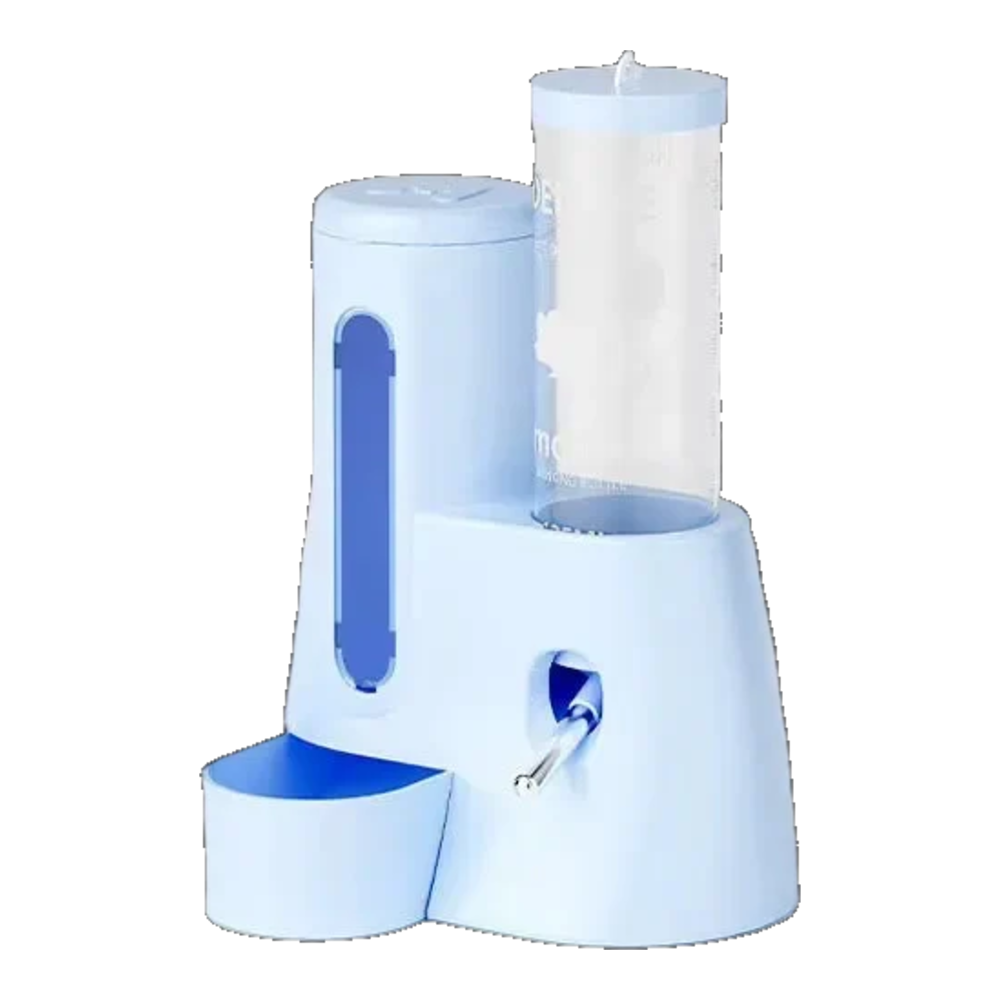Blue 2-in-1 hamster food and water dispenser