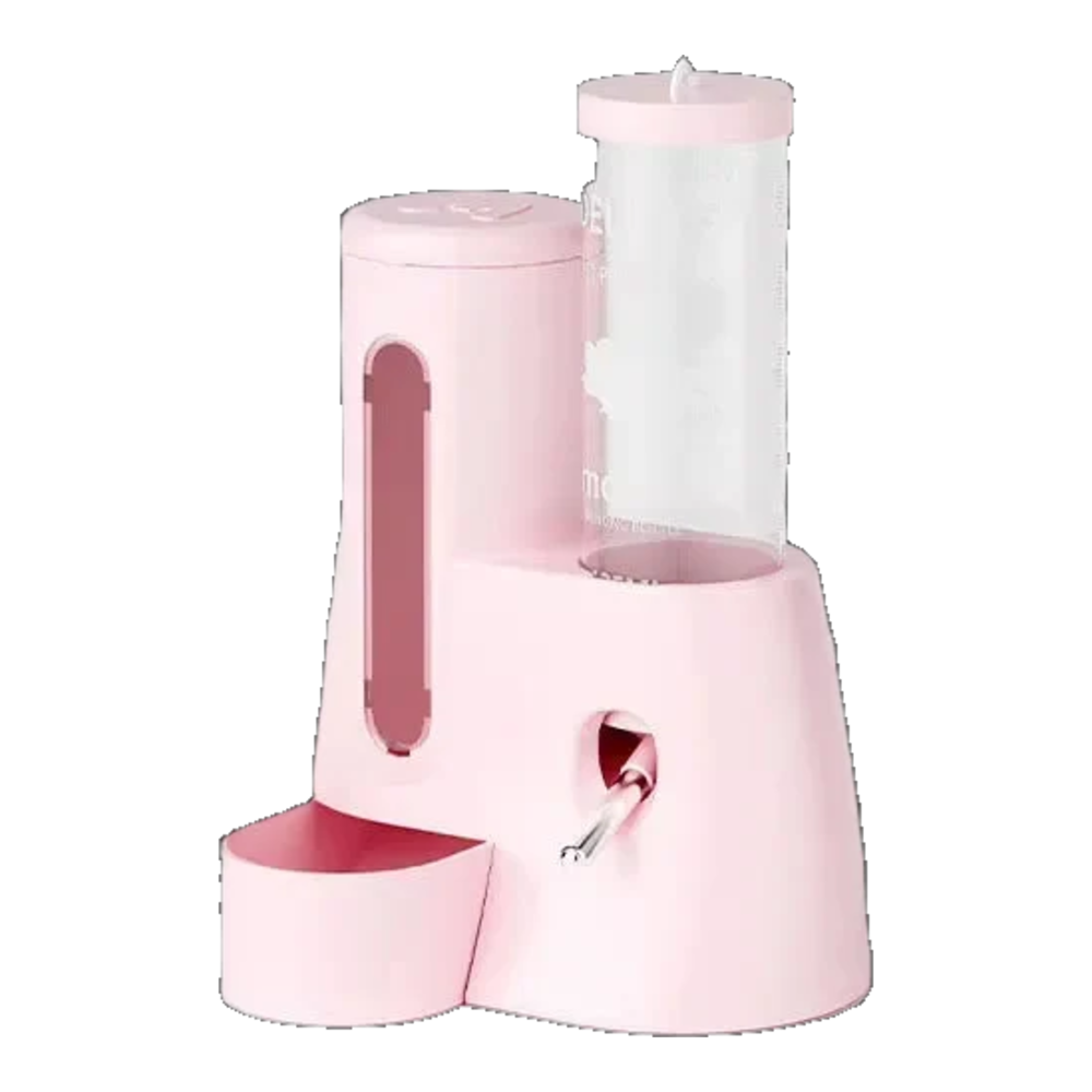 Pink 2-in-1 hamster food and water dispenser