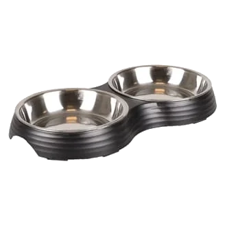Aschau Duo Dinner Black Melamine Double Dog Bowl