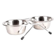 Double dog feeder with stand and metal bowls, 25 cm, 2500 ml