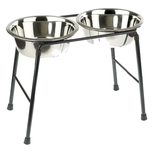 Classic raised double dog bowl, metal stand, 900 to 4000 ml