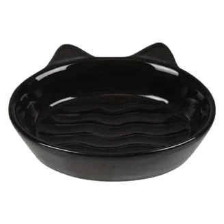 Gizmo black ceramic cat bowl, 13 cm