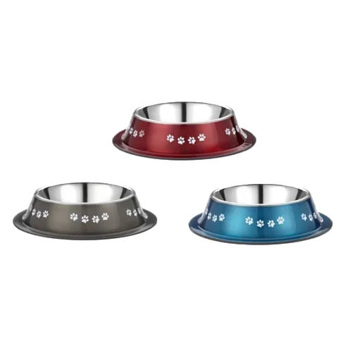 Classic Posh Paws non-tip metal dog bowl, 500 ml