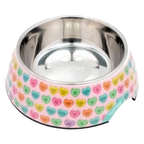 FuzzYard Candy Hearts Non-Slip Stainless Steel Dog Bowl