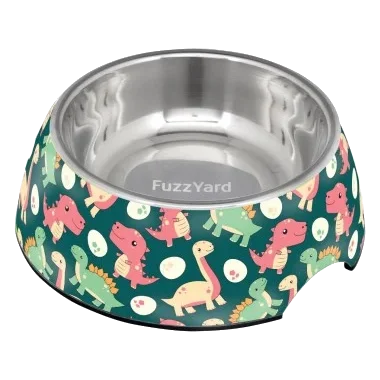 FuzzYard Dinosaur Land Non-Slip Stainless Steel Dog Bowl