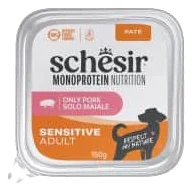 Schesir Monoprotein pork wet adult dog food, 150 g tray
