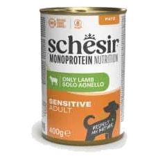Schesir Monoprotein lamb wet adult dog food, 400 g tin