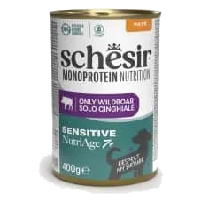 Schesir Monoprotein wild boar Senior 7+ wet dog food, 400 g tin