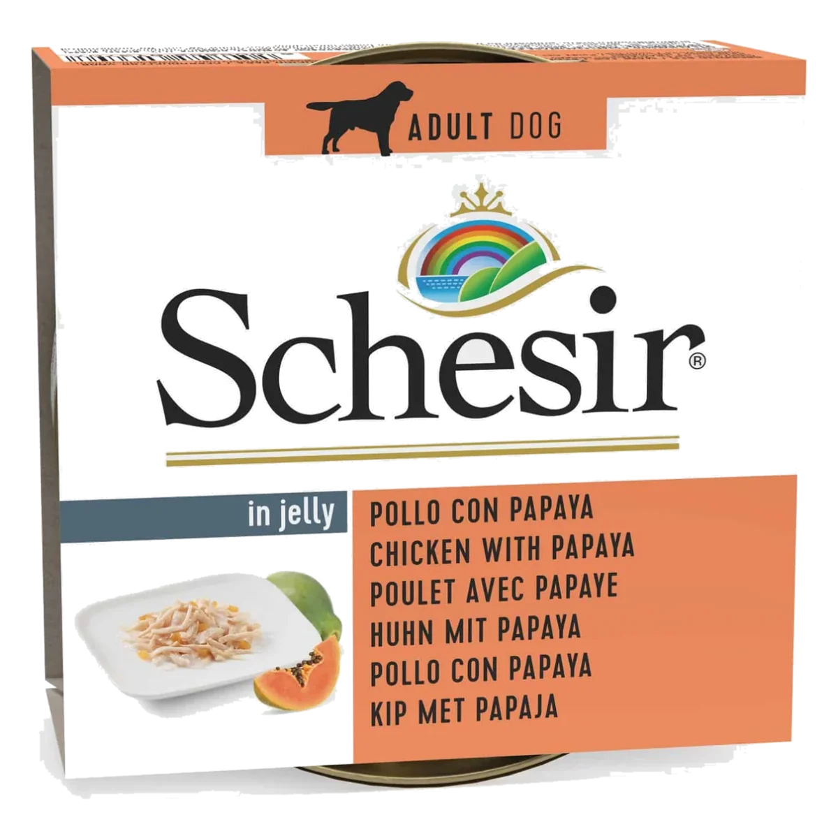 Schesir chicken with papaya in jelly, wet adult dog food, 150 g
