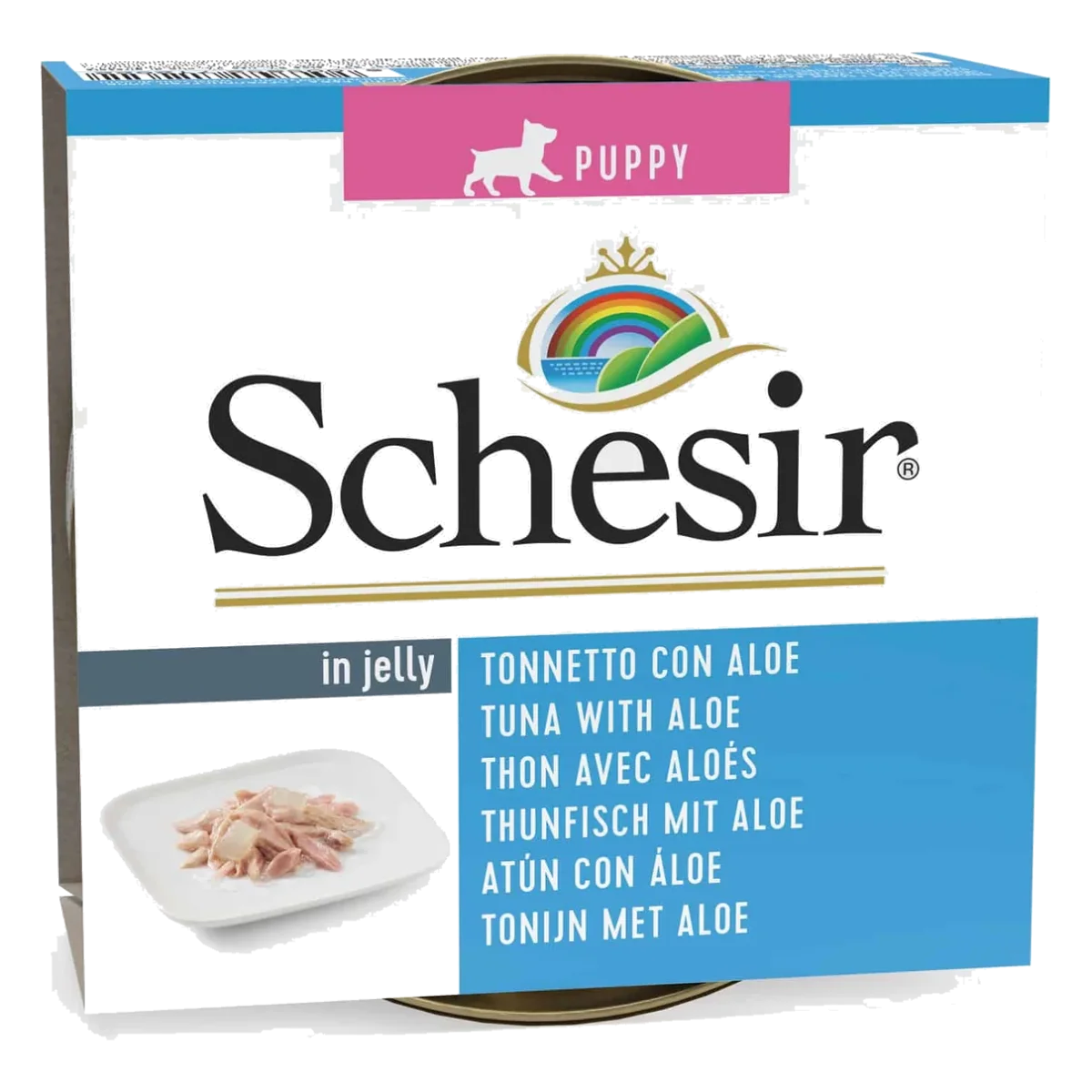 Schesir Puppy tuna with aloe in jelly, wet puppy food, 150 g