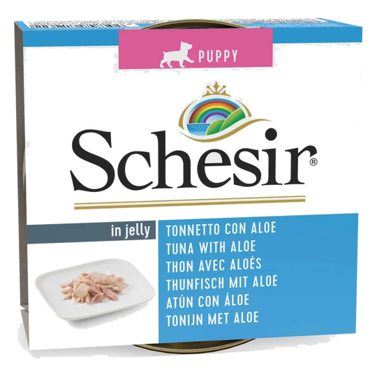 Schesir Puppy tuna with aloe in jelly, wet puppy food, 150 g