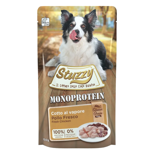 Stuzzy Monoprotein fresh chicken wet dog food, 150 g pouch