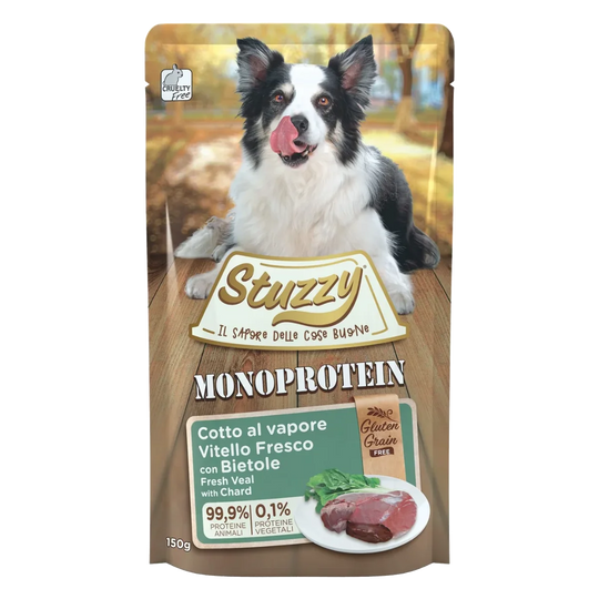 Stuzzy Monoprotein veal and chard wet adult dog food, 150 g