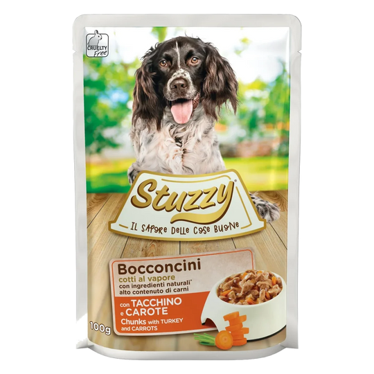 Stuzzy turkey and carrots wet adult dog food, 100 g pouch