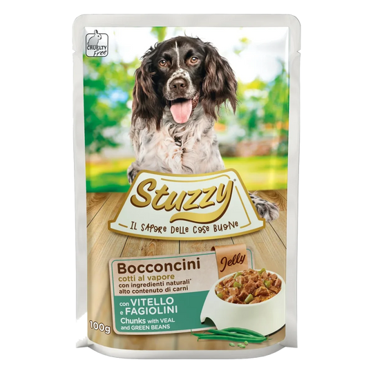 Stuzzy veal and green beans wet dog food, 100 g pouch