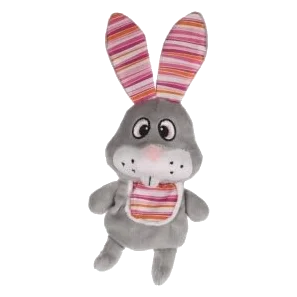 Grey stuffing-free squeaky plush rabbit dog toy