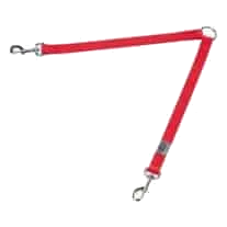 Red double dog lead for two dogs, 2 x 40 cm