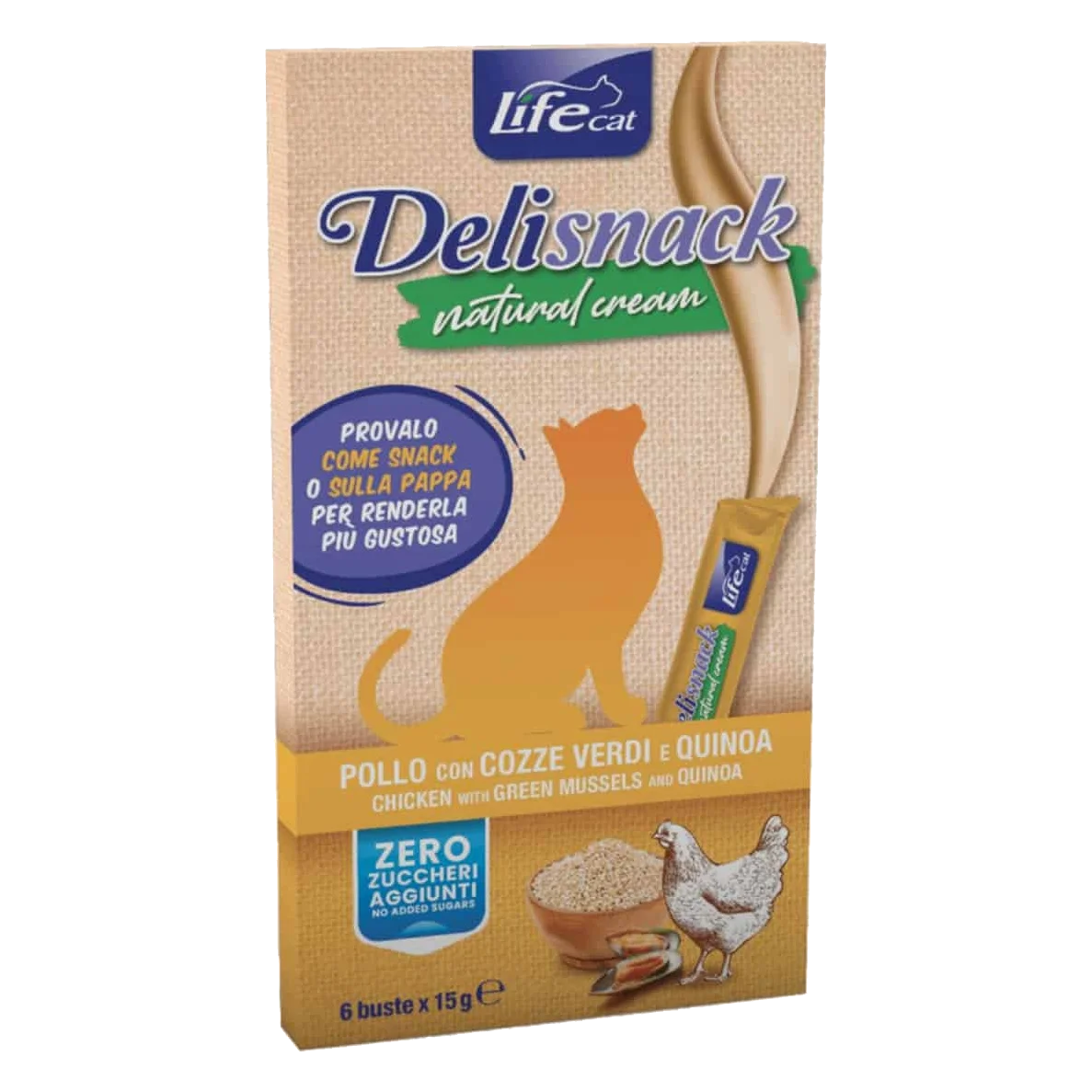 Life Cat chicken with quinoa creamy cat treat, 6 × 15 g