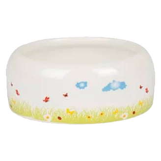 Kiki round white ceramic bowl for small animals, 11.5 × 11.5 × 4.5 cm