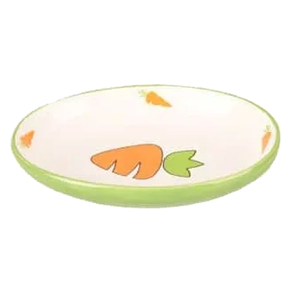 Ozzy oval green ceramic bowl for small animals, 12.5 × 9 × 2.5 cm