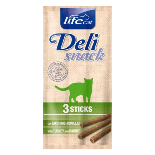 Life Cat Deli Snack turkey and rabbit sticks, 3 × 5 g