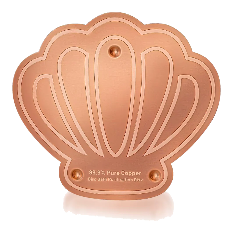 Copper disc for bird bath in shell shape