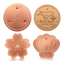 Copper bird bath discs in four shapes: round, flower and shell