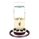 Fauna burgundy and beige automatic bird feeder and drinker with perch