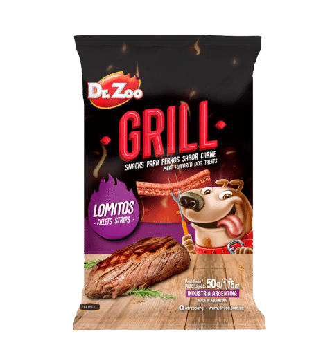Dr. Zoo Grill Lomitos meat-flavour dog treats, 50 g bag