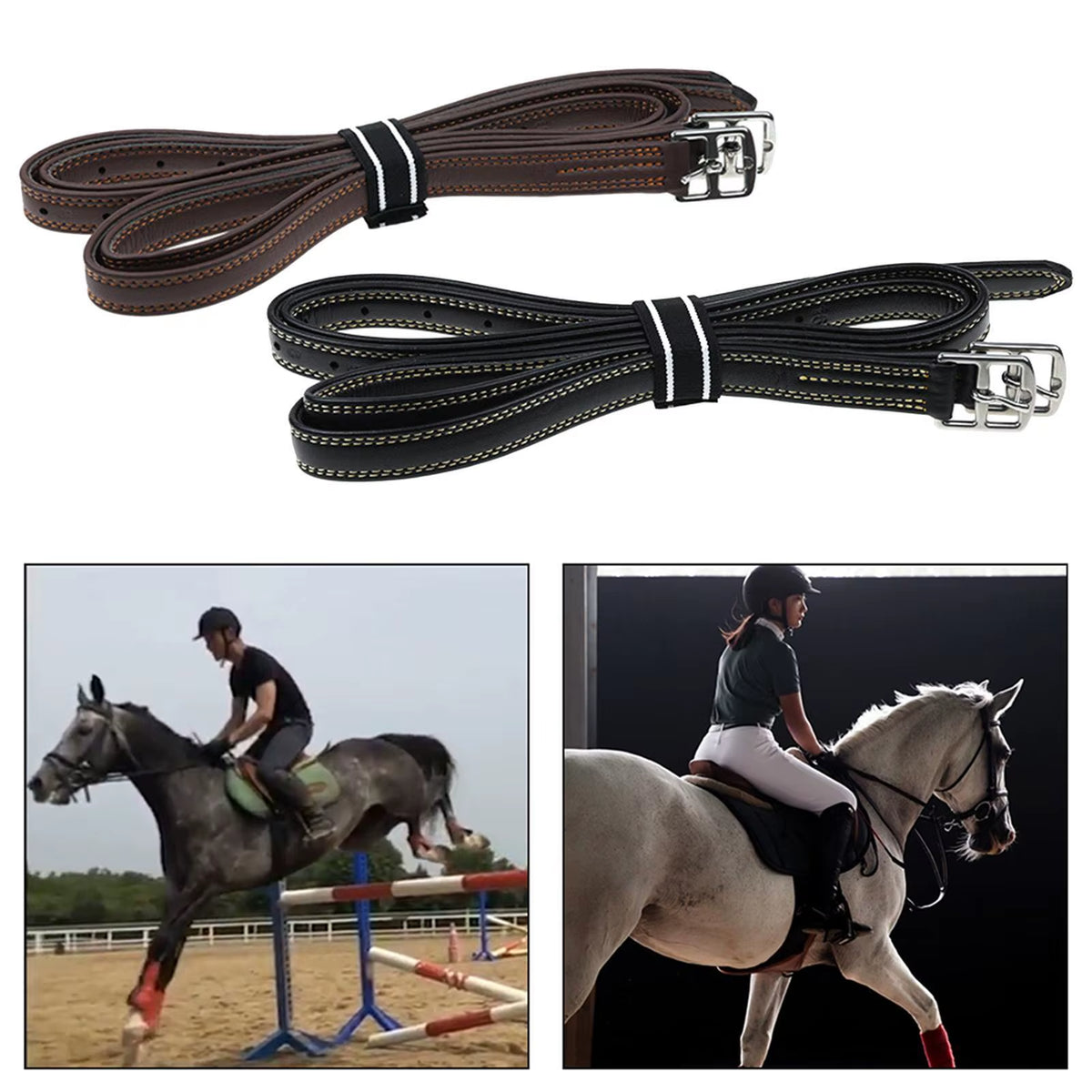 Adjustable leather stirrup leathers, 2 pieces – view 2