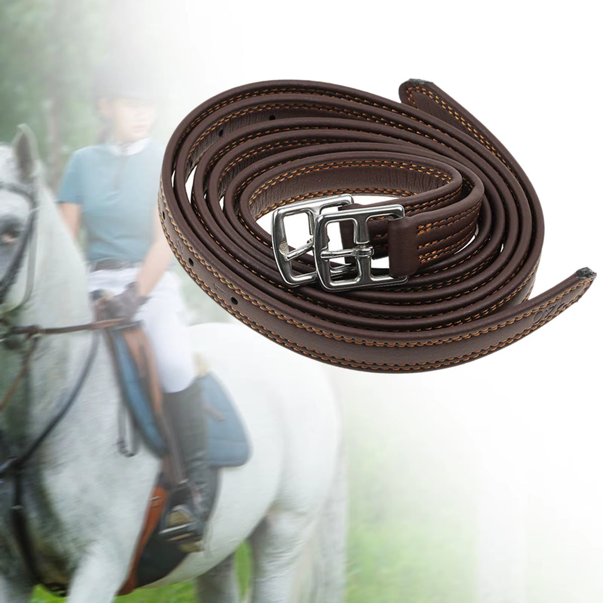 Adjustable leather stirrup leathers, 2 pieces – view 4