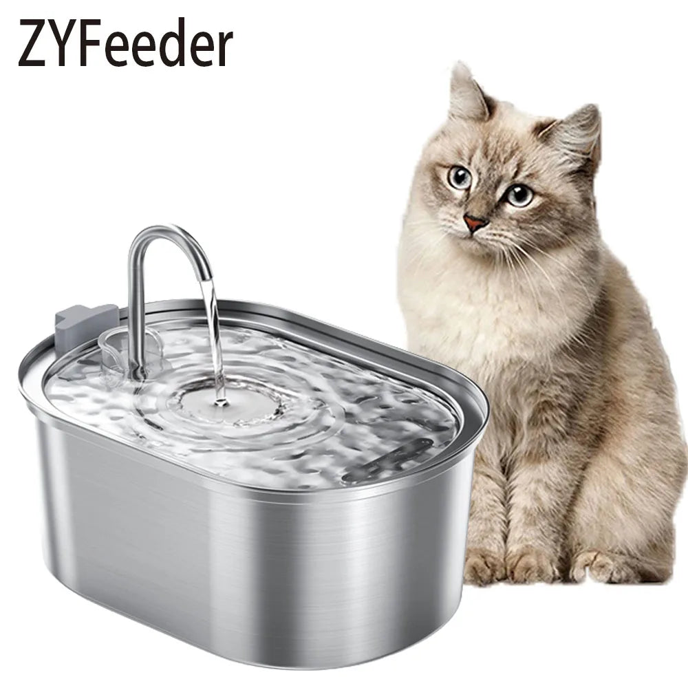 Fuente de agua de acero inoxidable de 2,2 L con grifo para gatos y perros, vista de detalle 1