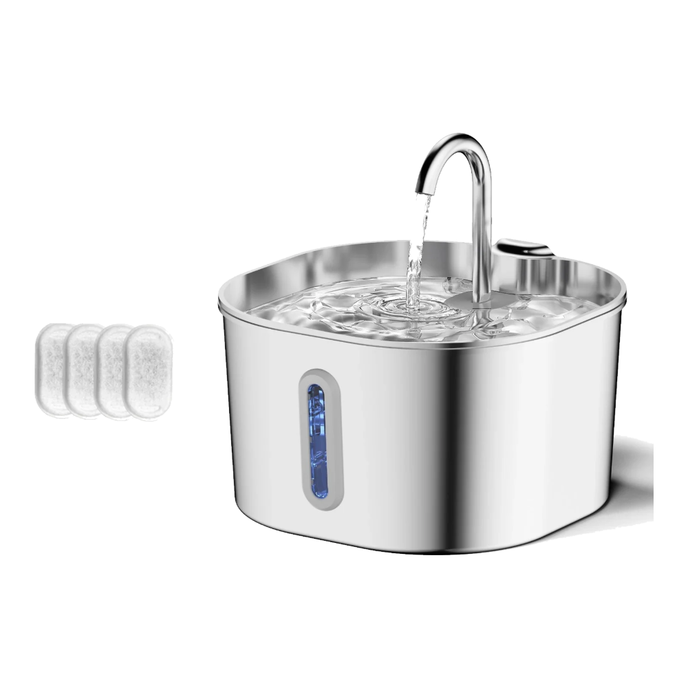 2.2 L stainless steel cat water fountain with 4 replacement filters