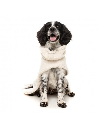 FuzzYard The Cosy high-neck dog coat, Eggshell (size 1)