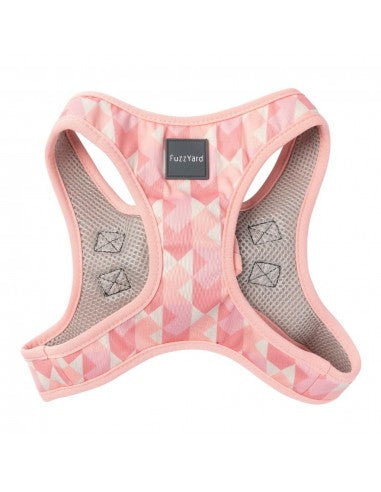 FuzzYard Pink Lemonade step-in dog harness with reflective strips