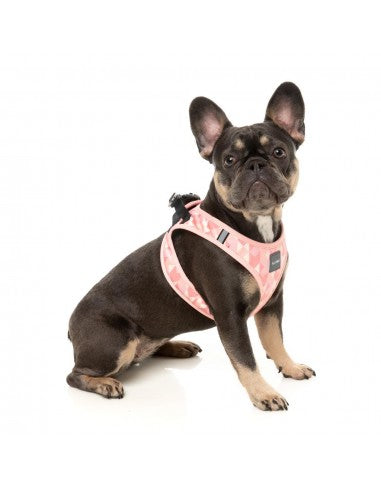 FuzzYard Pink Lemonade step-in dog harness with reflective strips