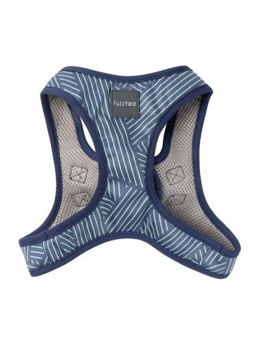 FuzzYard Thornbury Aegean Blue step-in dog harness with reflective strips
