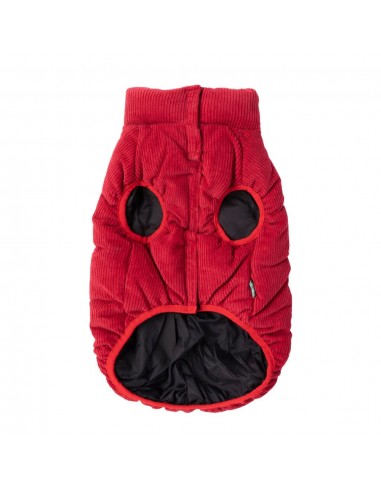 Padded dog coat FuzzYard Mosman in red with corduroy collar
