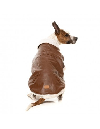 FuzzYard Ava dog aviator jacket in brown