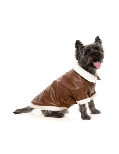 FuzzYard Ava dog aviator jacket in brown