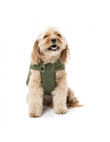 FuzzYard padded dog bomber jacket in khaki green