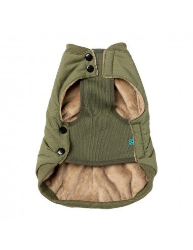 FuzzYard padded dog bomber jacket in khaki green