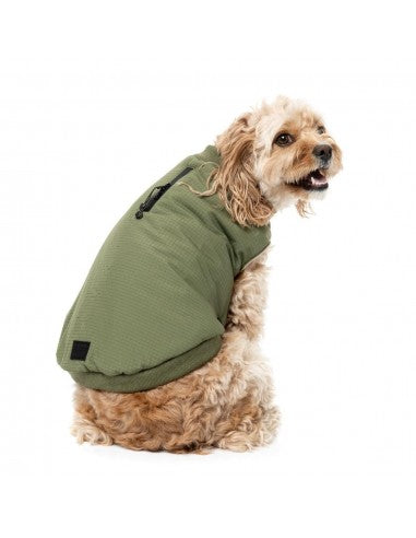 FuzzYard padded dog bomber jacket in khaki green