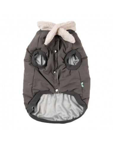 Dog bomber jacket FuzzYard Nordic in charcoal with removable scarf