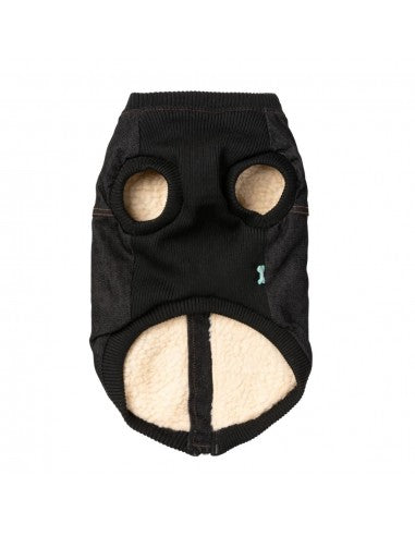 Denim dog jacket with built-in harness FuzzYard Kojima in black