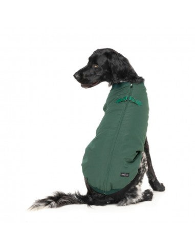 FuzzYard East MacGyver Dog Jacket with Built-In Harness, Green