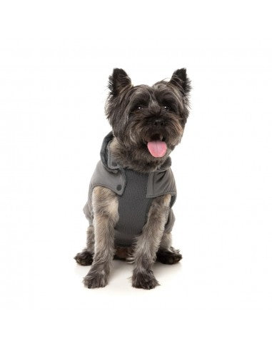FuzzYard Essential hooded padded dog coat in grey