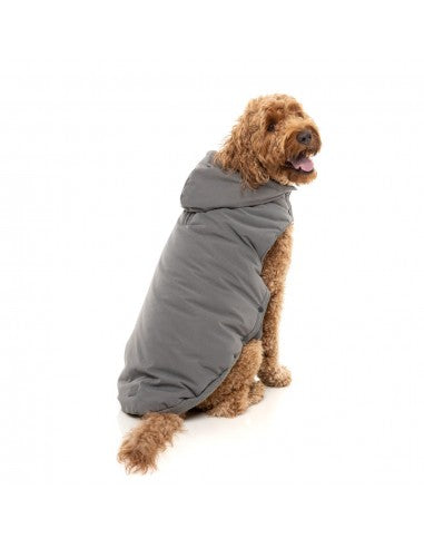 FuzzYard Essential hooded padded dog coat in grey