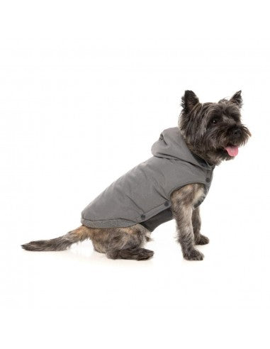 FuzzYard Essential hooded padded dog coat in grey