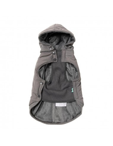 FuzzYard Essential hooded padded dog coat in grey